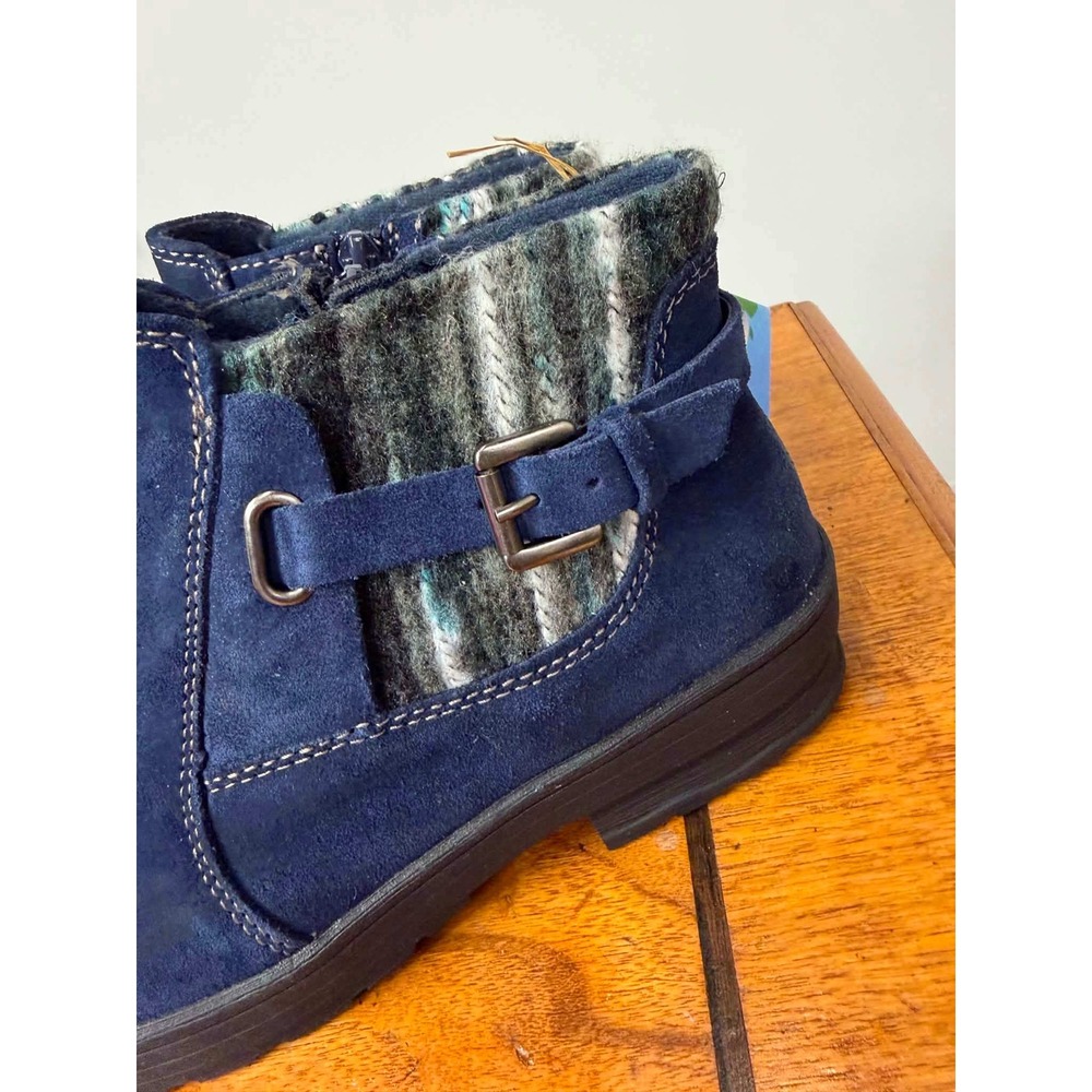 New Earth Origins 8 Tate Navy Blue Suede Wool Ankle Boots Scotchgard Booties - Picture 4 of 8
